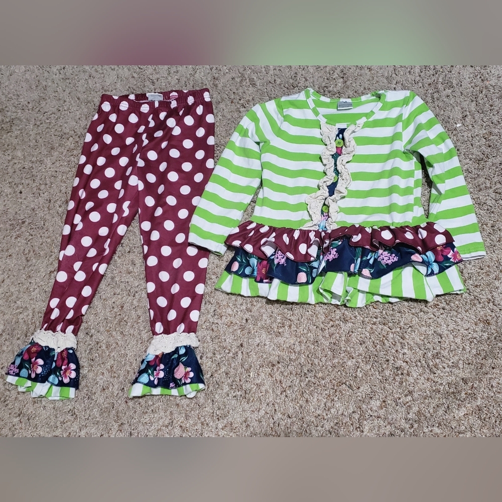 Green and White Striped Outfit